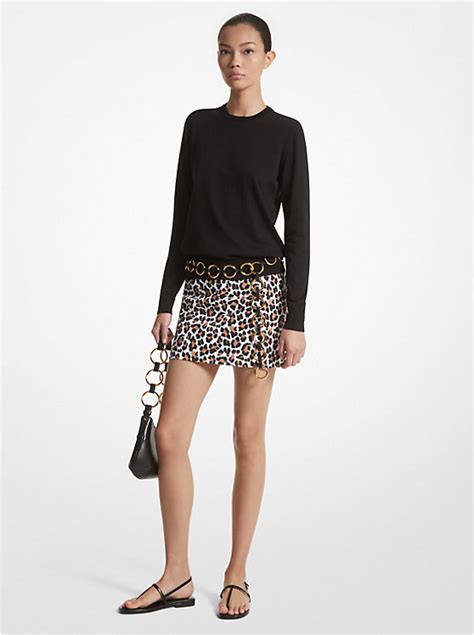 leopard skirt michael kors|Leopard Print Stretch Cotton Broadcloth Skirt .